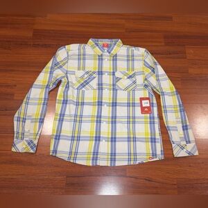 Eastern Mountain Sports Yellow and Blue Checkered Shirt